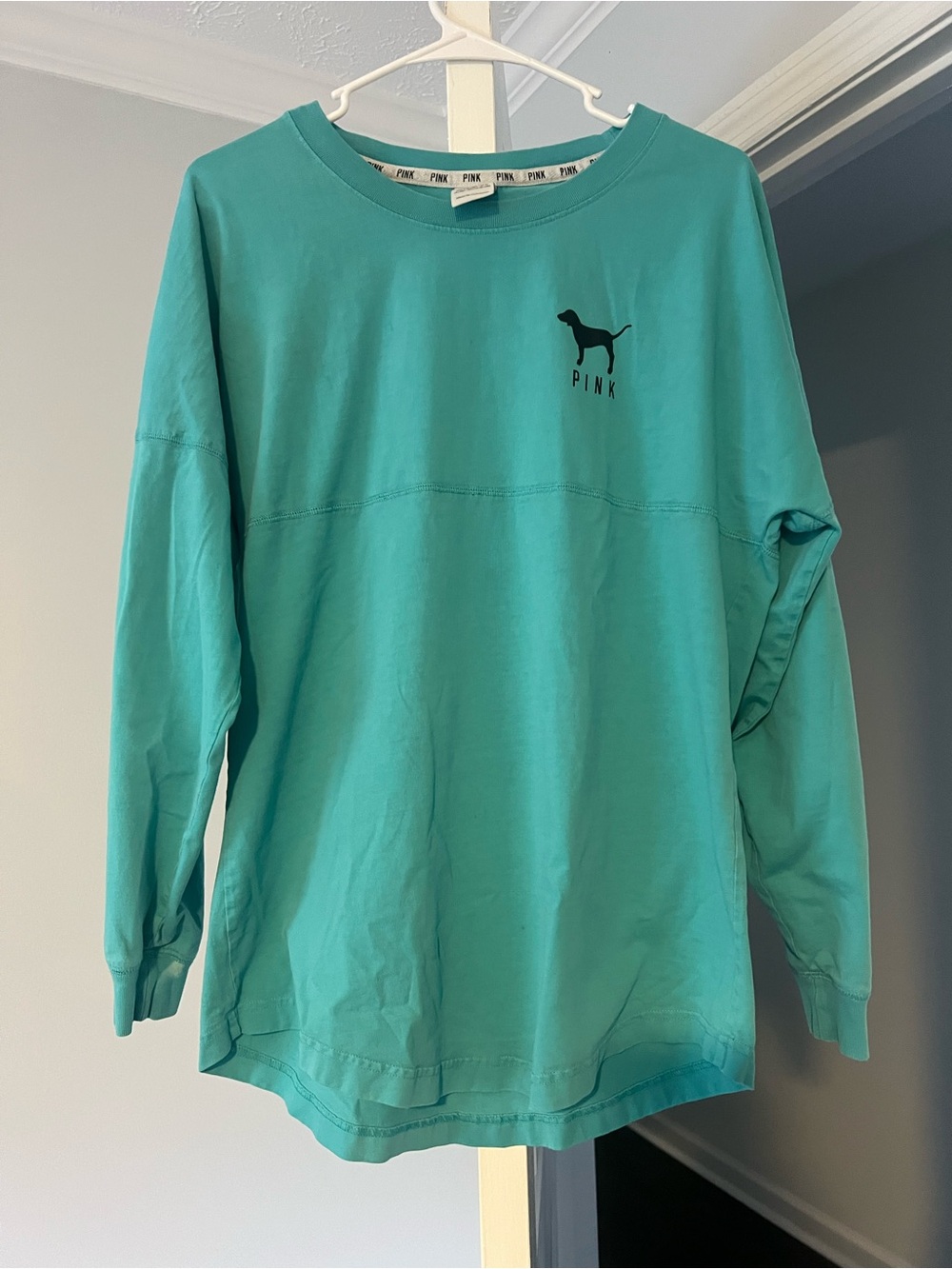 Victoria's Secret PINK Teal Long-Sleeve Crewneck Tee